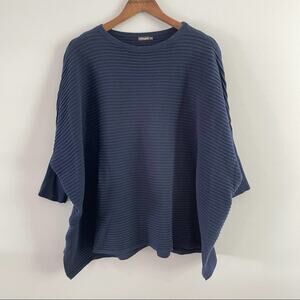 J. McLaughlin | Womens Navy Blue Oversized One Size Dolman Sleeve Sweater Ribbed